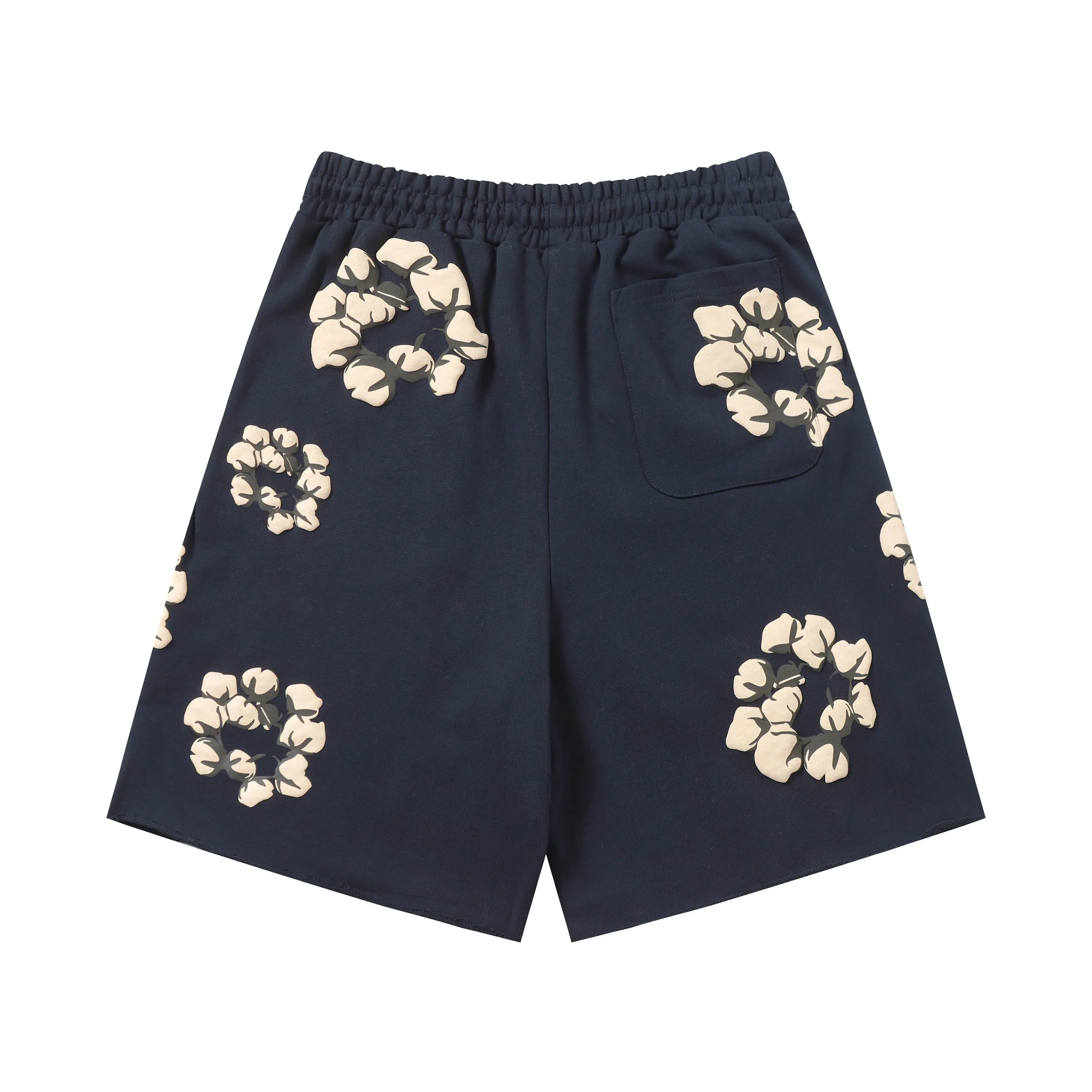 8201# 8 color set DENIM TEARS Kapok European and American trendy brand high quality foam flocking printed shorts Color Black Yellow Green Yellow Gray Royal Blue Pink Peacock Blue Size S-XL